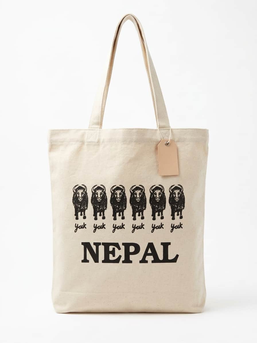 Handmade Hemp Tote Bag - Nepal Yaks