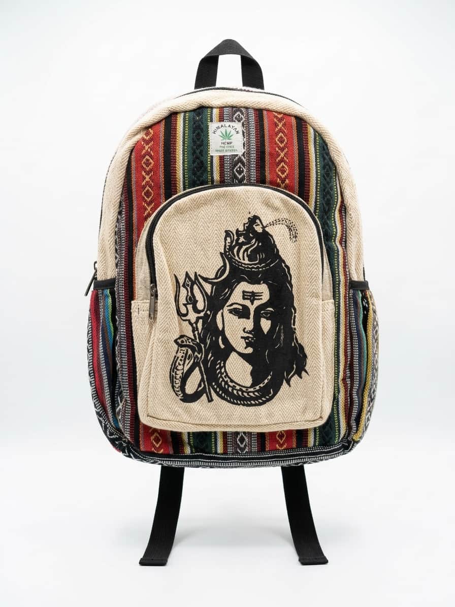 Handmade Hemp Backpack - Lord Shiva