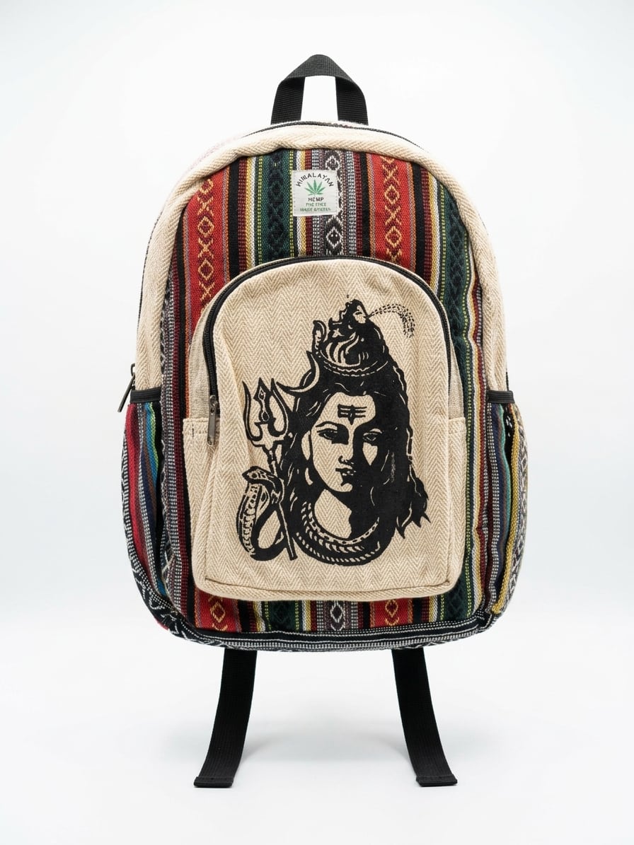 Handmade Hemp Backpack - Lord Shiva