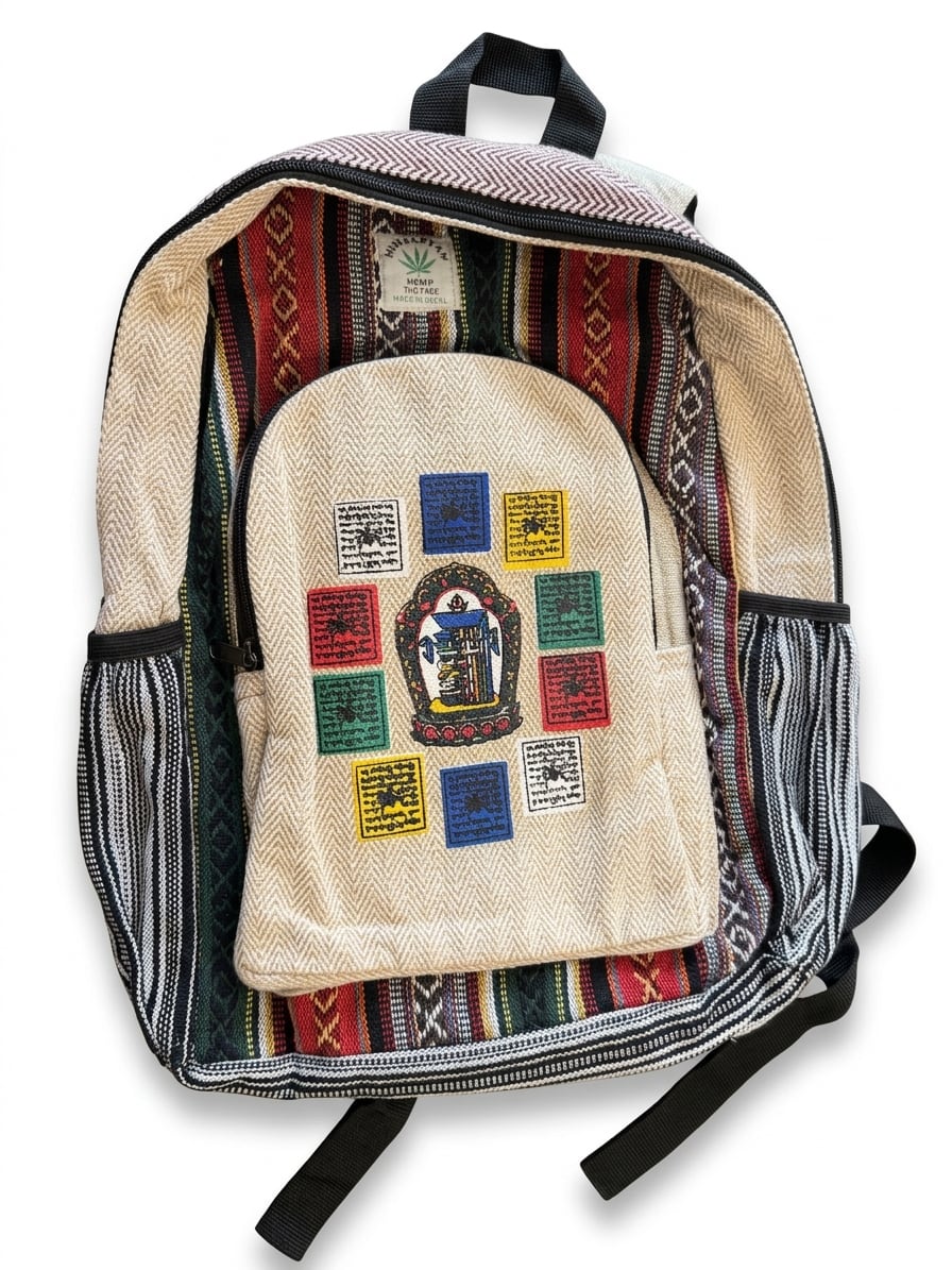 Handmade Hemp Backpack - Mandala