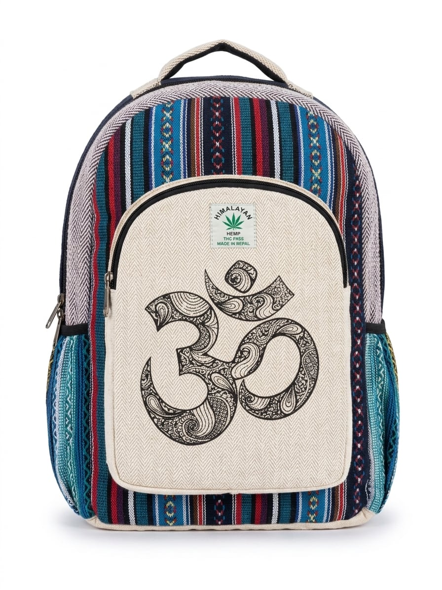 Handmade Hemp Backpack - Om