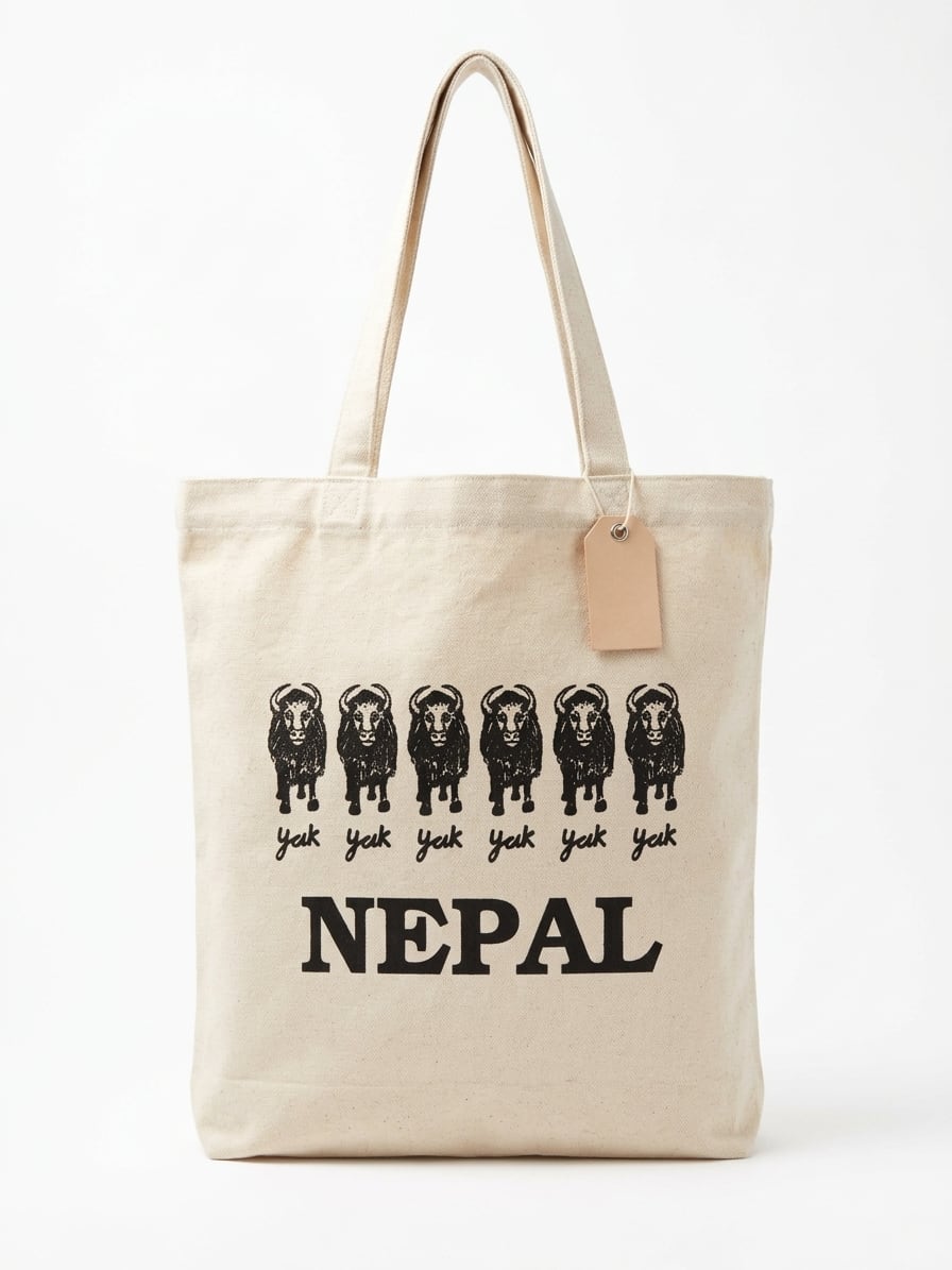Handmade Hemp Tote Bag - Nepal Yaks