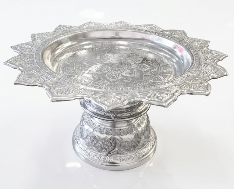Silver Dashain Tika Thali (Puja Tray)