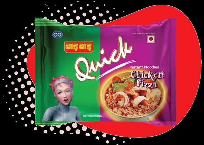 WaiWai Quick Noodles - Chicken Pizza Flavour (15) + Veg Masala Flavour (15) - 70g (Box of 30)