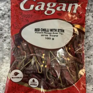 Dried Red Chillies with Stem - 100g